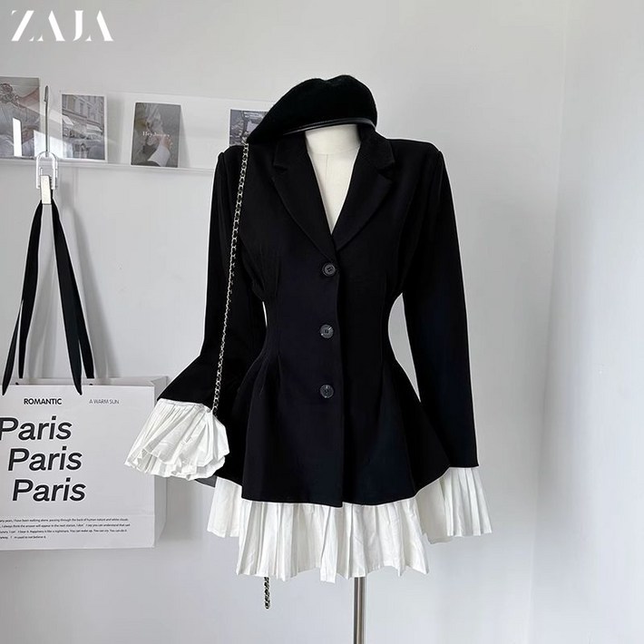 ZAJA 여성 봄 가을 허리 조임 정장 미니 원피스 오피스룩 하객룩