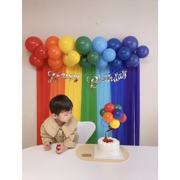 무지개 스트리머 어린이날 생일파티  풍선가랜드 패키지 키트