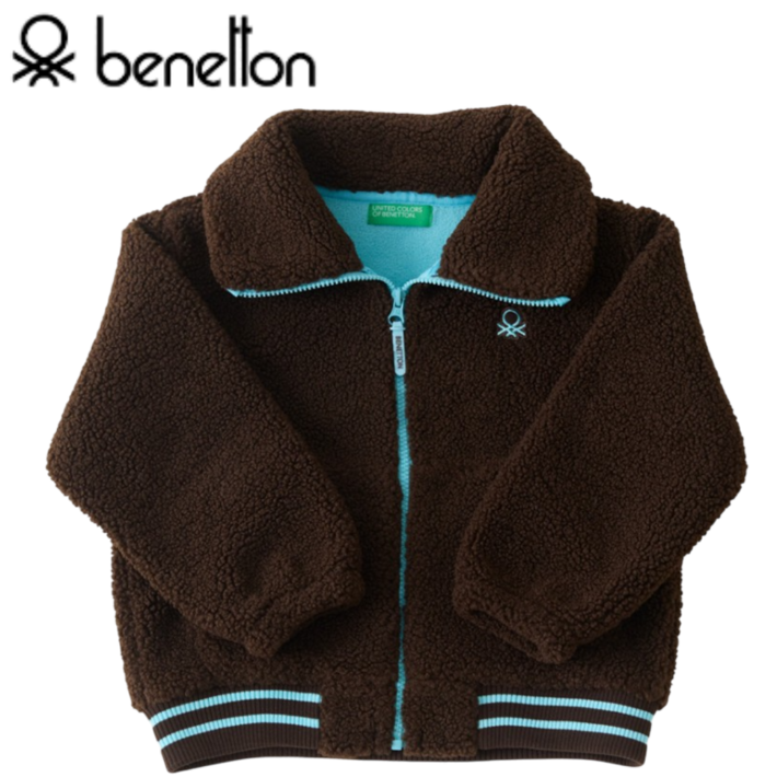 매장발송 베네통 키즈 공용 플리스 자켓 겨울 블루종 부클 브라운 점퍼