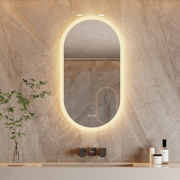 간접조명거울 [Wisfor] LED 거울 카페거울 욕실거울 스마트 간접조명 500x800mm