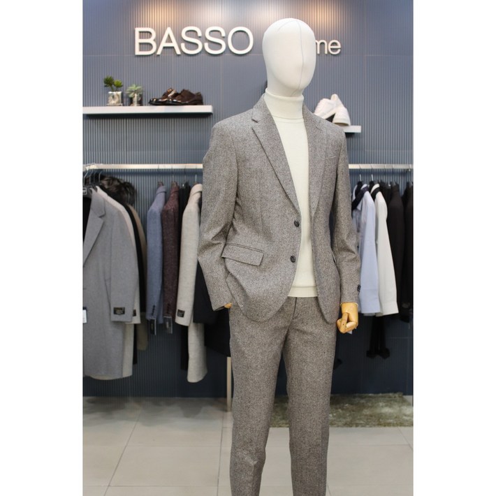 바쏘 캐주얼정장 BSX4JK PK31ABR 베이지 멜란지 조직 셋업수트