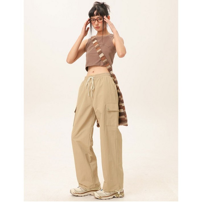 모니바 여성 빅사이즈 포켓 카고 투웨이 스트링 밴딩 팬츠 바지 L4XL