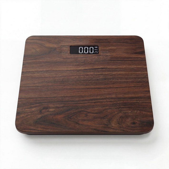 유스몰 가정용 원목 디자인 디지털 체중계, 1개, 다크 오크, 단일상품