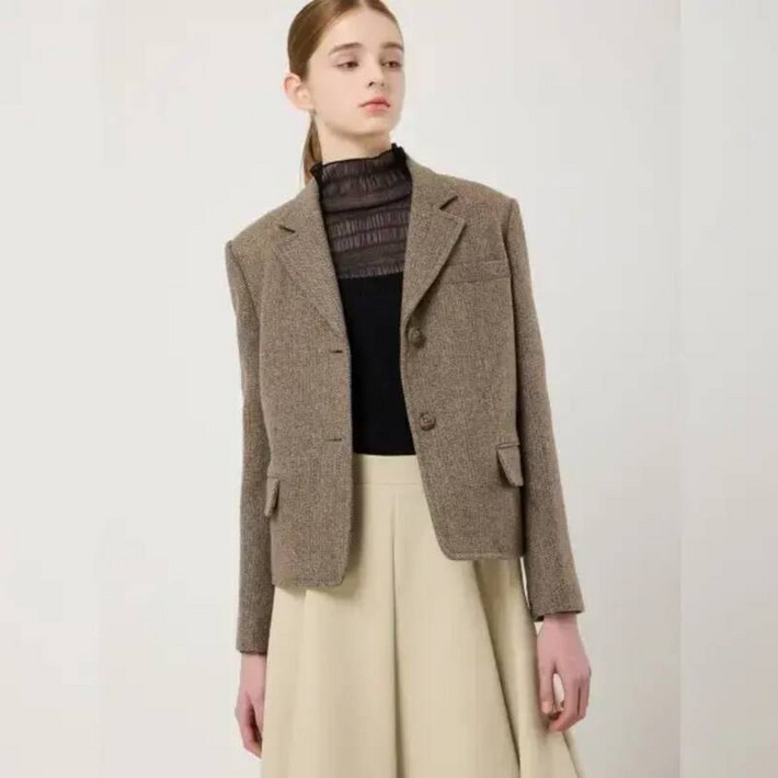 씨씨콜렉트 울 트위드 크롭 싱글 재킷 C251MSF004