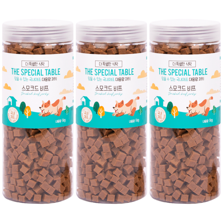 푸디 더특별한식탁 강아지 간식 프리미엄 져키, 1kg, 3개, 스모크드 비프