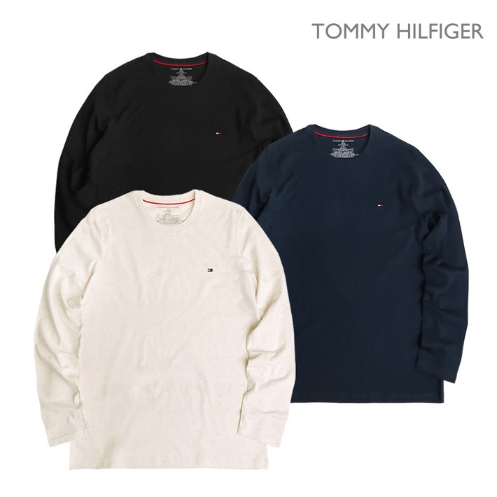 타미힐피거 긴팔 티셔츠 남여공용 커플 크루넥 롱슬리브 T3118