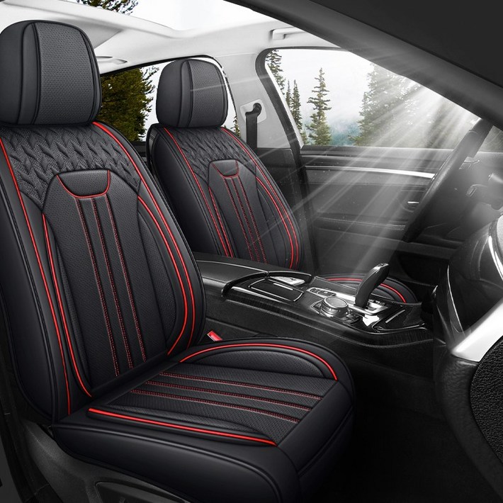 Novaseed 범용 고급 자동차 시트 커버, 방수, 통기성, 미끄럼 방지, 스포츠 스타일 시트 커버, 승용차 SUV 등에 적합합니다, BlackRed, 1개