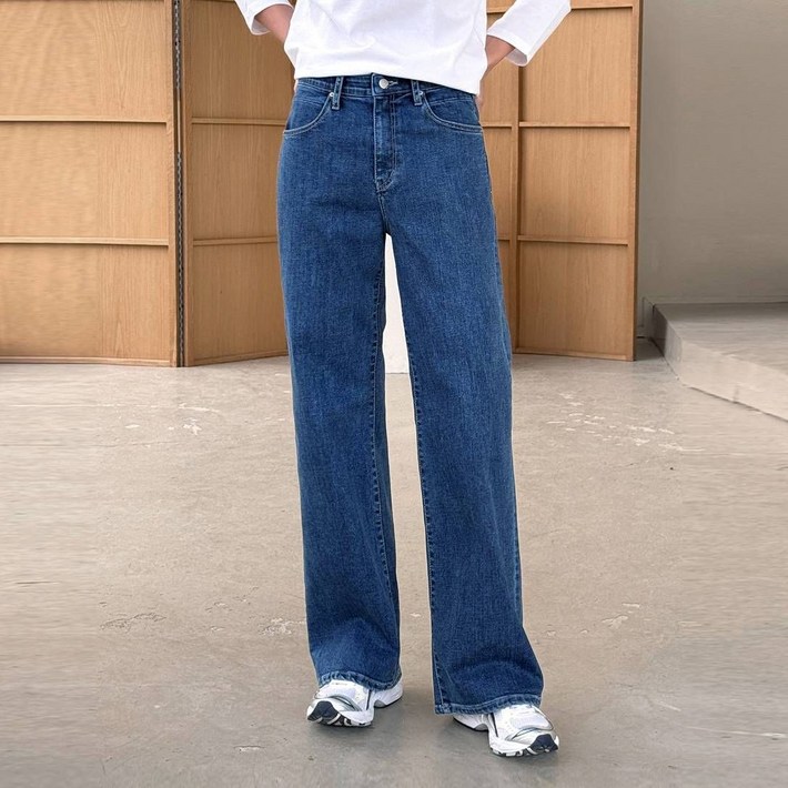 메이블루 라이크라 일자핏 데님 화이트팬츠 팬츠 스웻팬츠 밴딩바지 바지사이즈