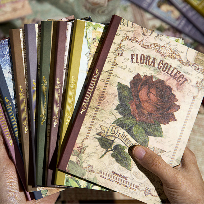 숲의정원 빈티지 다꾸 레트로 콜렉트 풍경 자연 꽃 인물 양면 메모지 배경지북 세트 대용량 플라워 스티커