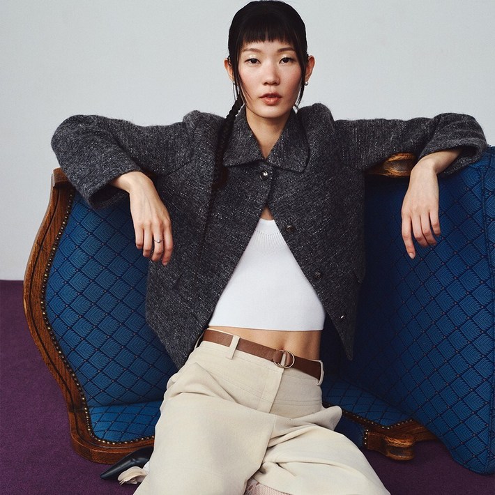 AK플라자 씨씨콜렉트 부클 트위드 크롭 자켓C254MSF034