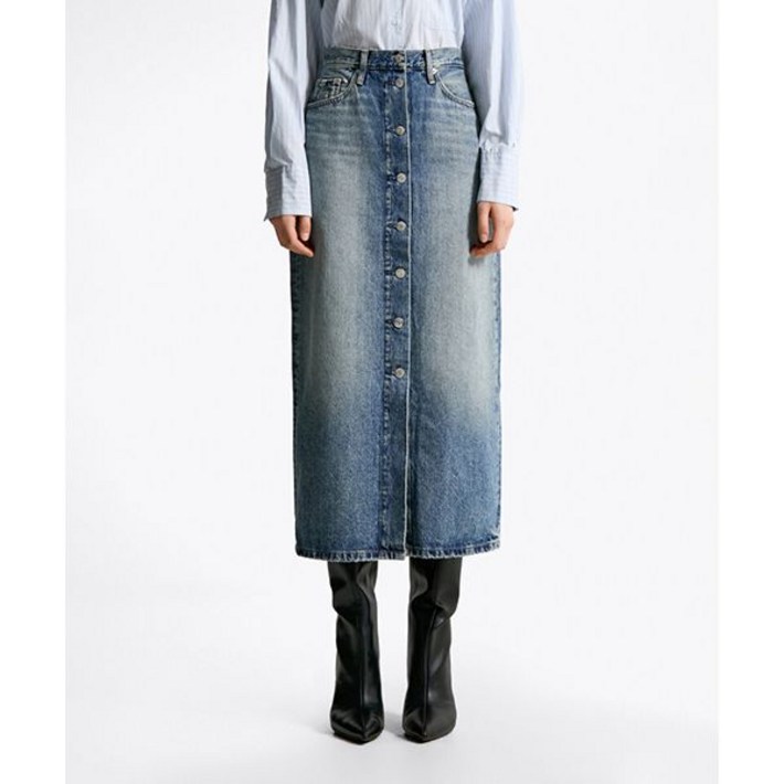 타미힐피거 TOMMY HILFIGER 미디 스트레이트 데님 스커트 T22F0NSC001WT6 231978