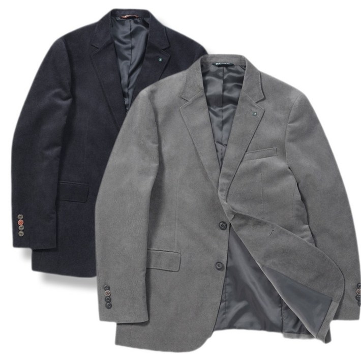 코오롱 브렌우드 남성자켓 남자 가을 간절기 콤비마이 블레이저 변형코듀로이 네이비 그레이