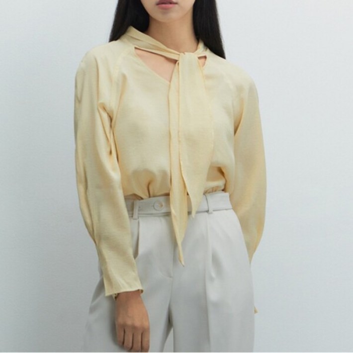 미쏘비노출 미쏘 타이 풀오버형 블라우스 MIWBLCT11BT