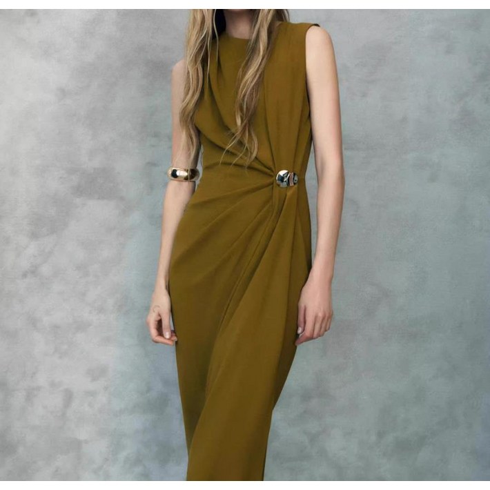 21H2255 자라여름신상 여자민소매원피스 주름롱원피스  5029067