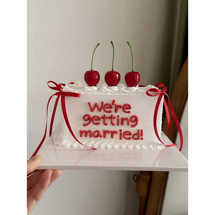 웨딩케이크모형 완제품만들기키트 브라이덜샤워소품, 촬영용케이크 체리콕케이크