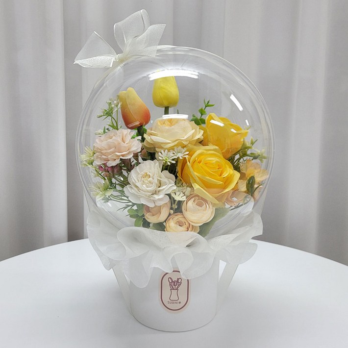 수비니샵 옐로우믹스 아크릴꽃풍선 터지지않는 레터링풍선 칠순 환갑 졸업식 꽃다발 쇼핑백증정, 1개, 혼합색상