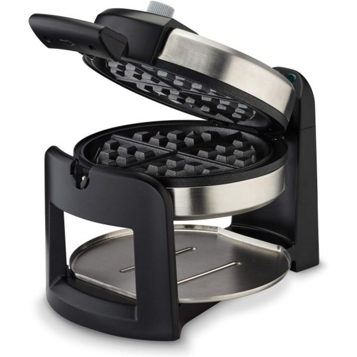 미국배송 쿠진아트 CUISINART WAF F30 라운드 플립 벨기에 와플 메이커, 블랙 실버, 두께 1인치