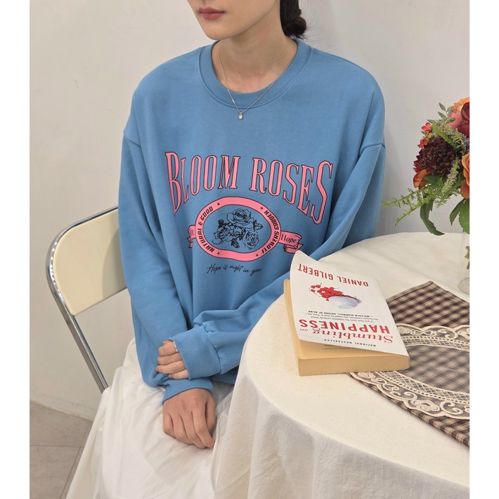 디아즈 여자 로즈 긴팔 맨투맨 여성맨투맨 데일리루즈핏긴팔티셔츠 여성가을맨투맨 루즈핏 맨투맨