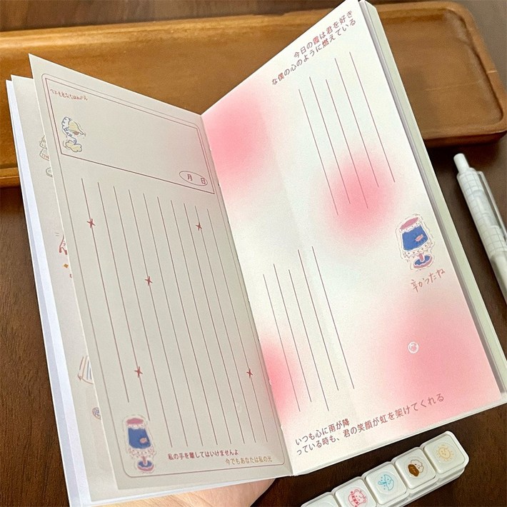 샤오홍슈 다이어리 꾸미기 귀여운 조명 빈티지 다이어리, 램프 다이어리