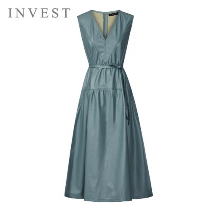 V넥 슬리브리스 레자 원피스INI5F1OP3001