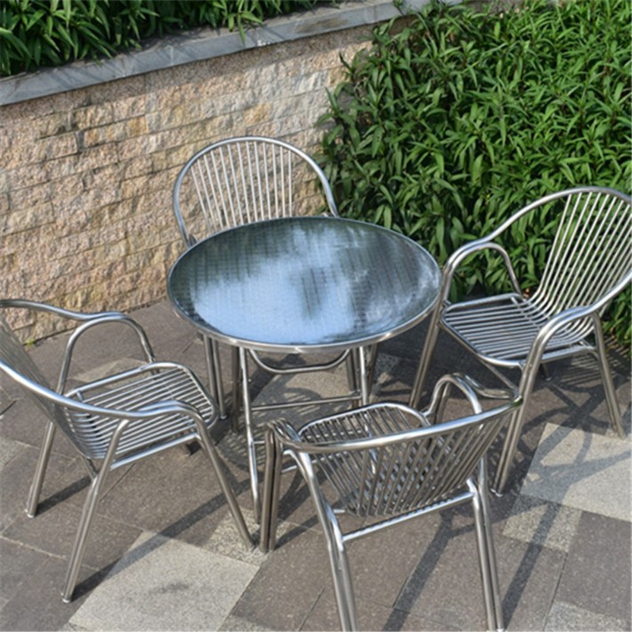 야외 테이블 의자 세트 스텐 철제 북유럽 카페 엔틱 정원 베란다 테라스 EA, 스테인리스 4인세트