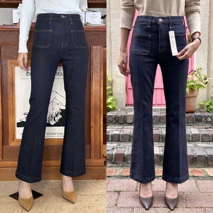 [제이엠스타일] 국산! 물빠짐NO! S~XL 가을 봄 여성 생지 프리미엄 부드러운 원단 스판 부츠컷 청바지 앞포켓 논페이드 데님팬츠 여자 빅사이즈 나팔바지 밴딩 키작녀 키큰녀 겨울