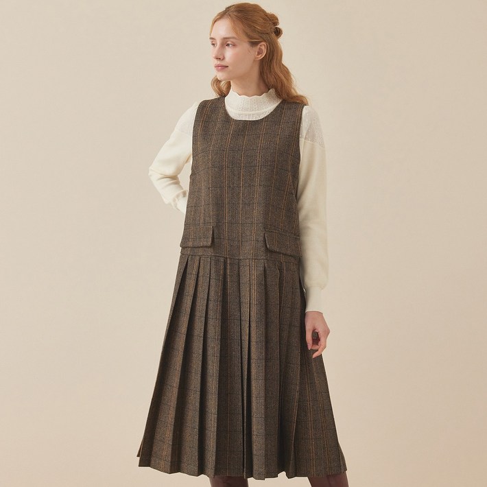 헤링본 체크 플리츠 원피스MI5W1OP3070