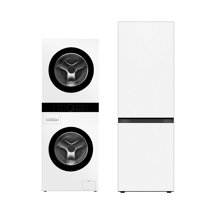 LG 트롬 오브제컬렉션 워시타워 컴팩트 세탁13kg 건조 10kg  LG 모던엣지 냉장고 오브제컬렉션 344L 10WNQ33MH3