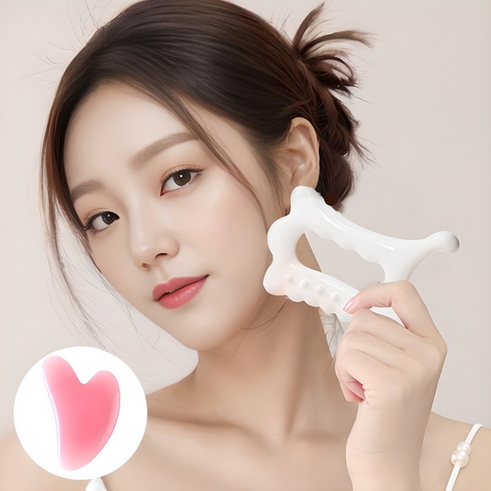 여신괄사 V라인 페이스 바디 2개세트 경락 괄사, 1세트, 화이트