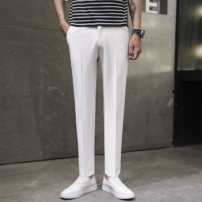 스판 10부 슬림 일자 4계절 슬랙스