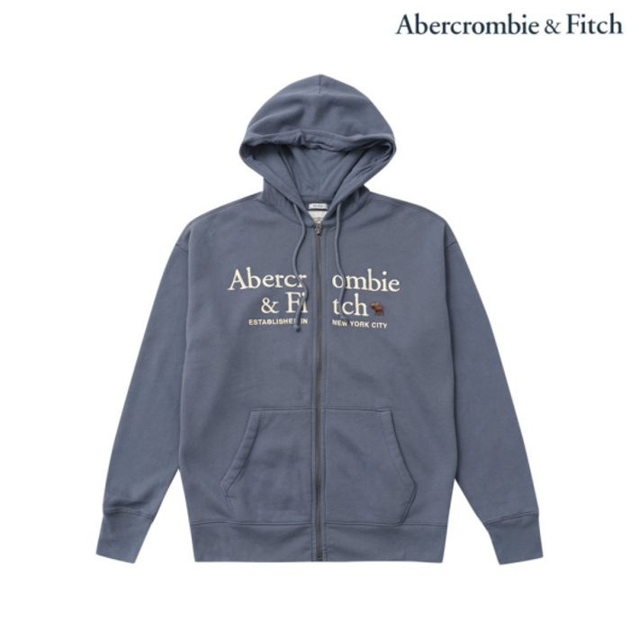 A＆FITCH 아베크롬비 그래픽 후드 집업 GRAY BLUE