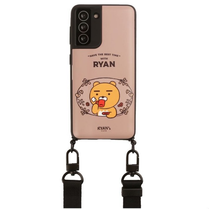 카카오프렌즈 라이언카페 카드 수납 목걸이 고리형 휴대폰 케이스  목걸이