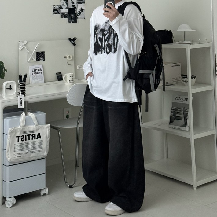 르위 오버핏 슬리브 긴팔티셔츠 레터링 빅사이즈 레이어드 빅사이즈 남녀공용