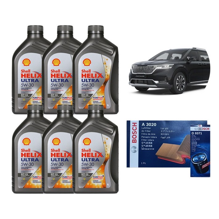 한국 쉘힐릭스울트라 4세대 카니발 KA4 디젤 엔진오일에어크리너오일필터 세트