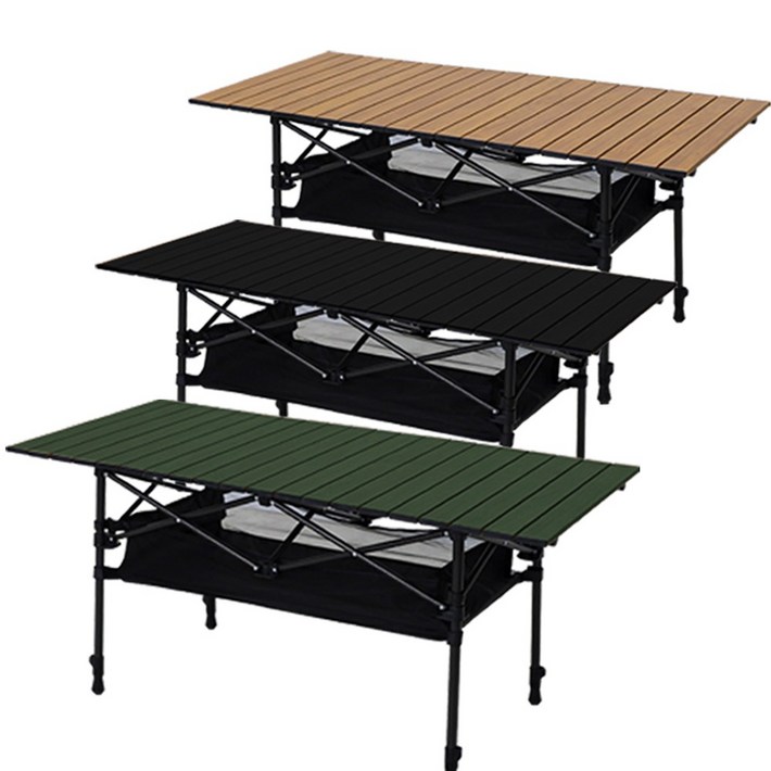 카르닉 접이식 캠핑 테이블 2단 롤테이블, 블랙ACTBK