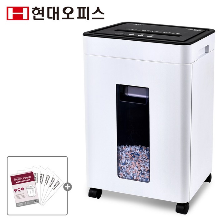 현대오피스 페이퍼프랜드 중형 문서세단기 PK2012CX페이퍼오일5매 저소음 12매 20L 파쇄기 세절기