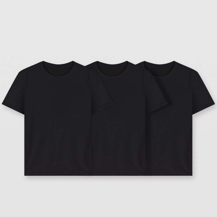 유니패밀리 남녀공용 통기성 순면 베이직 라운드 반팔 티셔츠 3매 세트