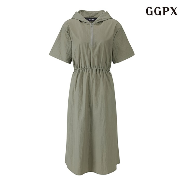 GGPX 허리 스트링 데일리 후드 집업 원피스 GOBOW007D
