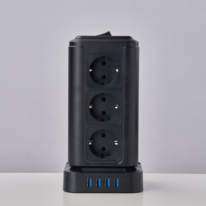 텔로 4000W 과부하 차단 USB 타워 멀티탭 16구 KC인증 접지 안전 고용량 대용량 스마트 고급 멀티탭 선정리 가능한 인테리어 예쁜 디자인 콘센트, 1개, 블랙, 2m 텔로 4000W 과부하 차단 USB 타워 멀티탭 16구 KC인증 접지 안전 고용량 대용량 스마트 고급 멀티탭 선정리 가능한 인테리어 예쁜 디자인 콘센트, 1개, 블랙, 2m