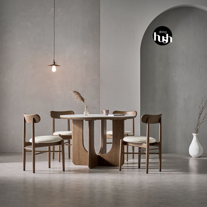 허쉬 1100원형 포세린 식탁  세라믹 원형 원목 테이블