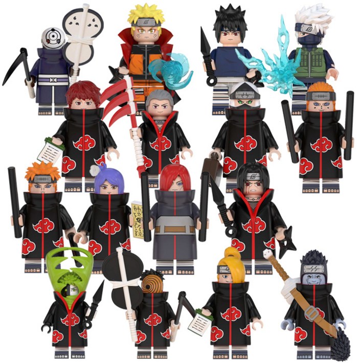 나루토 나뭇잎마을 닌자캐릭터 세트 호환블럭 브릭미니피규어 취미수집장식컬렉션용 커스텀 블록피겨, 1개