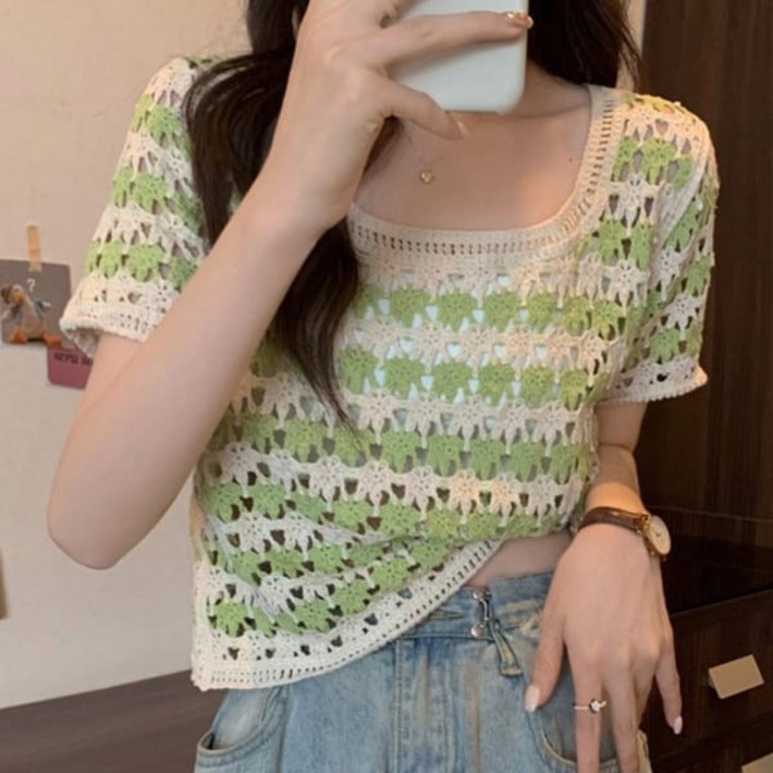 발렌시아 자수 크로셰 반팔 티셔츠806903