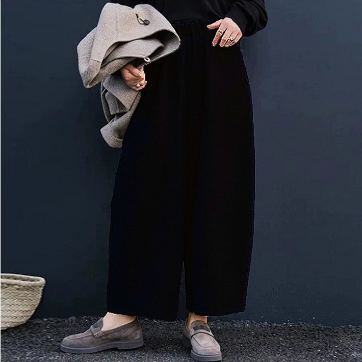 퀸앤조이 헤르미 울블렌드 부클 9부 배기 밴딩 팬츠