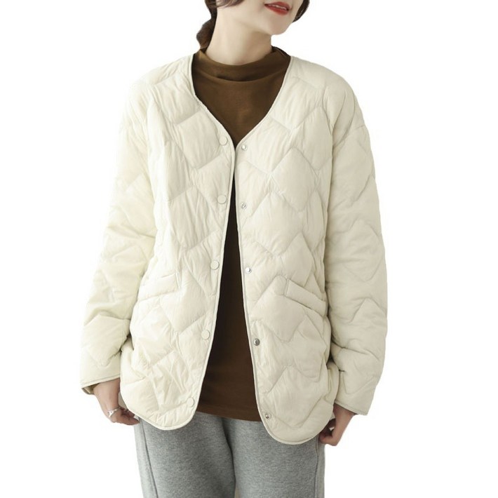 여자 패딩 가을 겨울 빅사이즈 숏 슬림 패딩 코트 브이넥 패딩