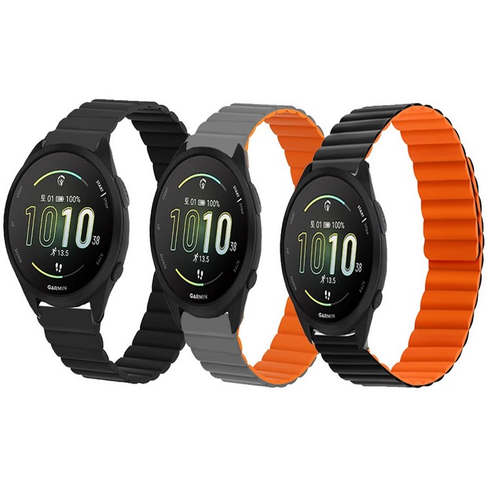 가민 워치 포러너 러닝 스마트워치 자석 우레탄 밀레니즈 시계줄 55165245255265645745, 블랙, 1개