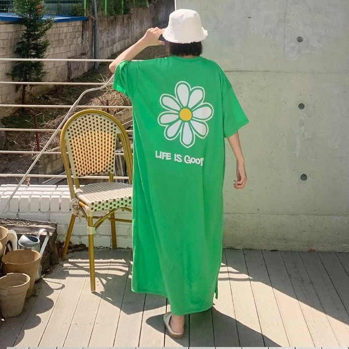 애플망고옷장 오버핏 여름 반팔 뿜뿜플라워 롱원피스