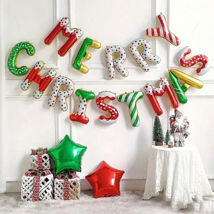 크리스마스 파티 풍선 크림스타일 장식 소품세트FGF6