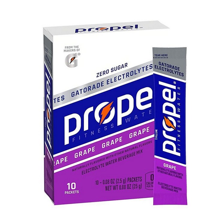 Propel 파우더 패킷 포도, 전해질, 비타민 및 무설탕 (10개) 117598