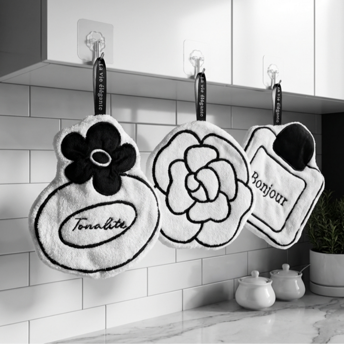 3장 한세트 북유럽감성 화이트블랙 핸드타올세트라이라이