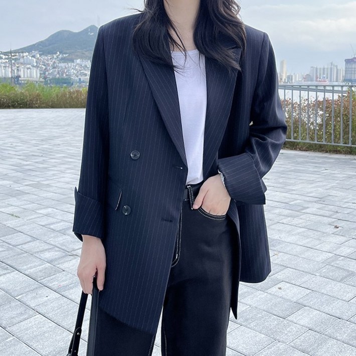 국내 자체 제작당일 발송 스트라이프 더블 자켓 국내 자체 제작당일 발송 스트라이프 더블 자켓